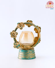 Metal Ivory Blue Rustic Finish Lamp