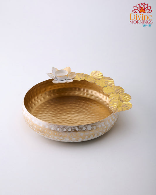 White Finish Metal Urli