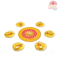 Velvique Floor Rangoli with Tealight Holders Set