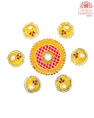 Velvique Floor Rangoli with Tealight Holders Set