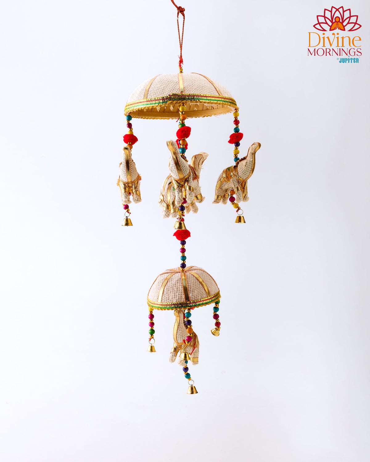 Rajasthani 2 Step Jhoomar White Jute Elephant Hangings