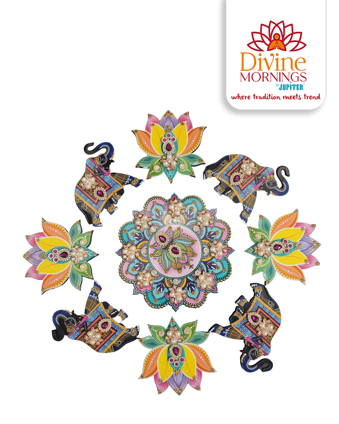 Lotus Elephant MDF Rangoli