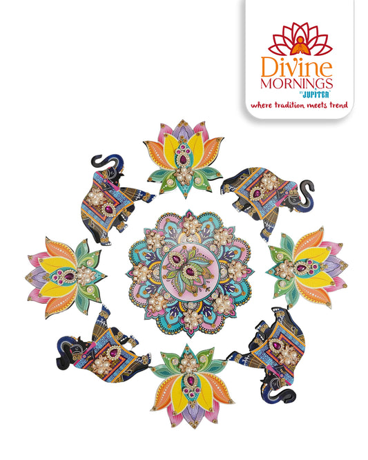 Lotus Elephant MDF Rangoli