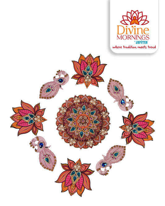 Lotus Peacock MDF Rangoli