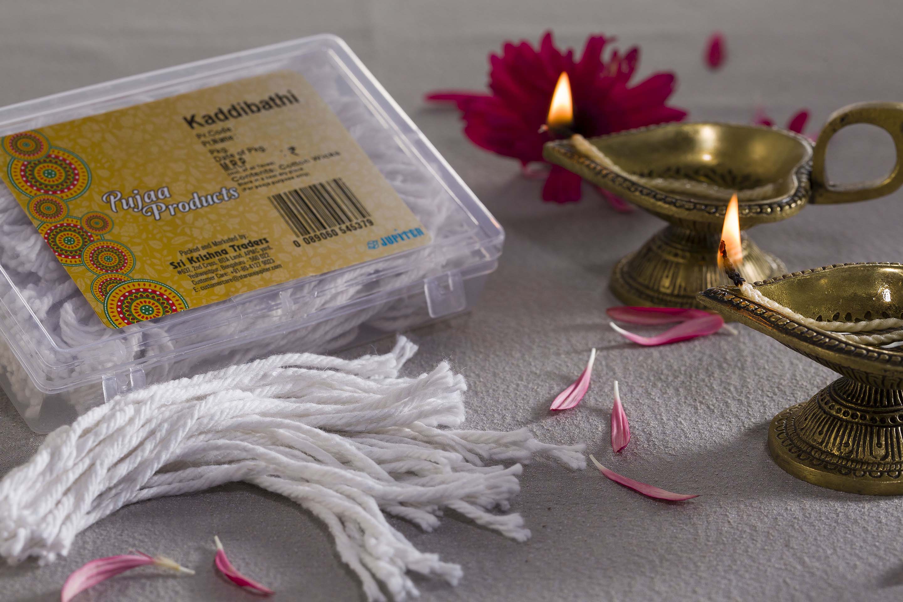 Pujaa Plus Long Cotton Wicks Box - 200 Wicks - Divine Mornings